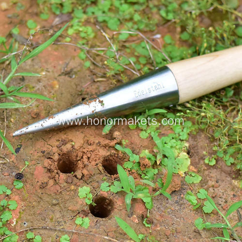 hot sale Stainless Steel and wood bulb planter tool professional seed planter for Planting Seeds & Bulbs